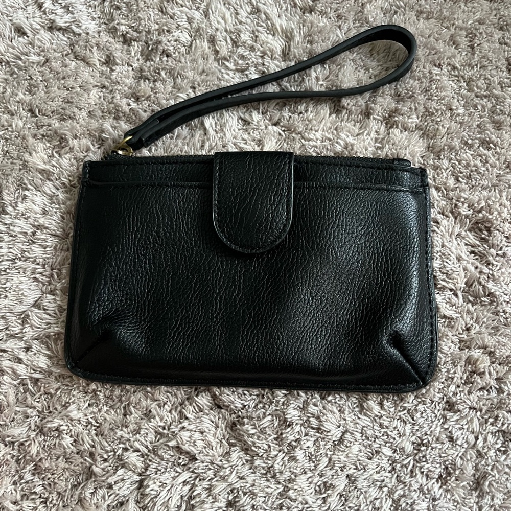 Universal Thread Black Pebbled Leather Clutch Wri… - image 1